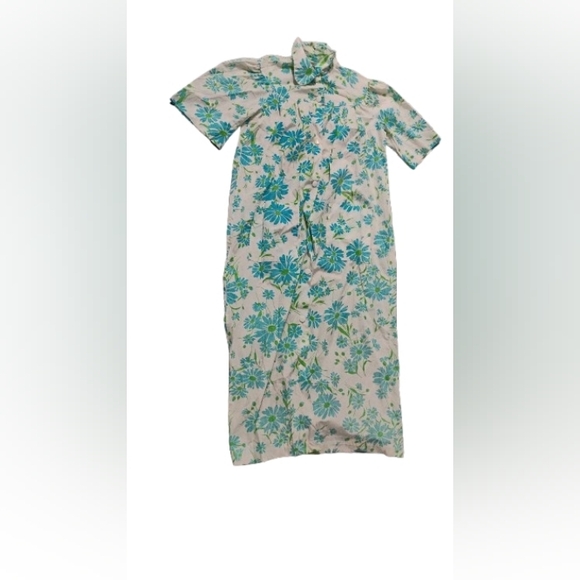 Vintage Dresses & Skirts - Vintage 1960s 1970s Floral Button Down House Coat House Dress